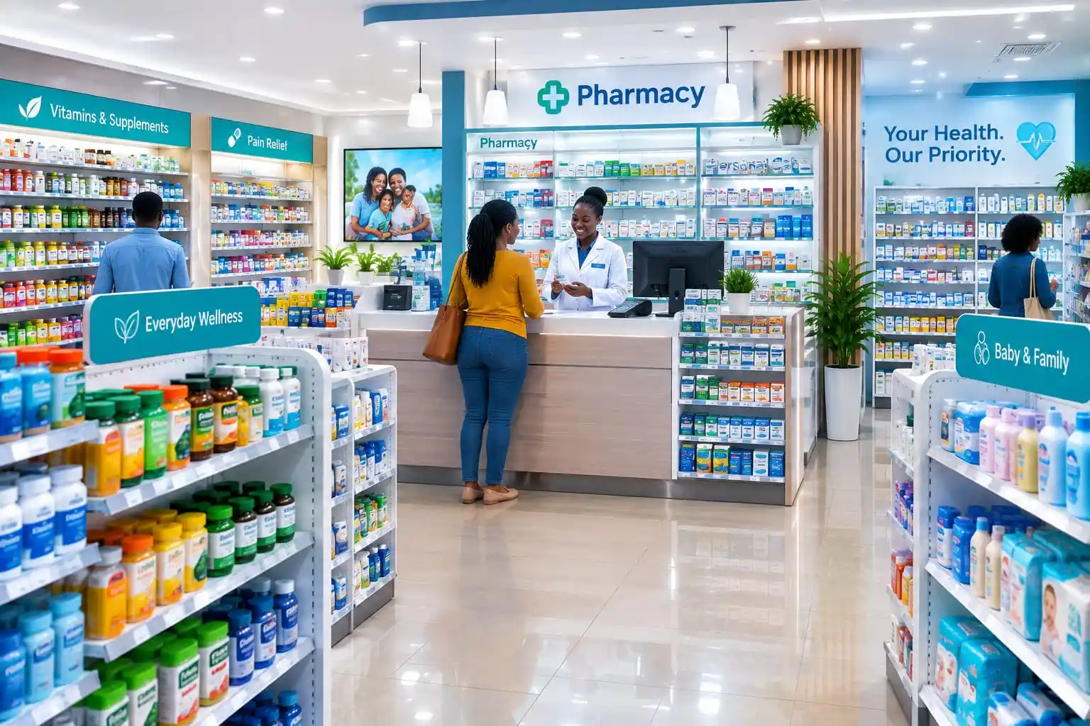 Neighbourhood pharmacy interior